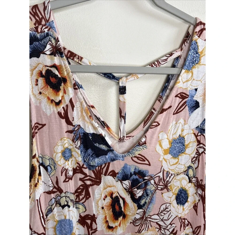 24/7 Maurices Floral Midi Dress M Pink Floral Cottage-core Boho Festival Casual - Picture 4 of 10